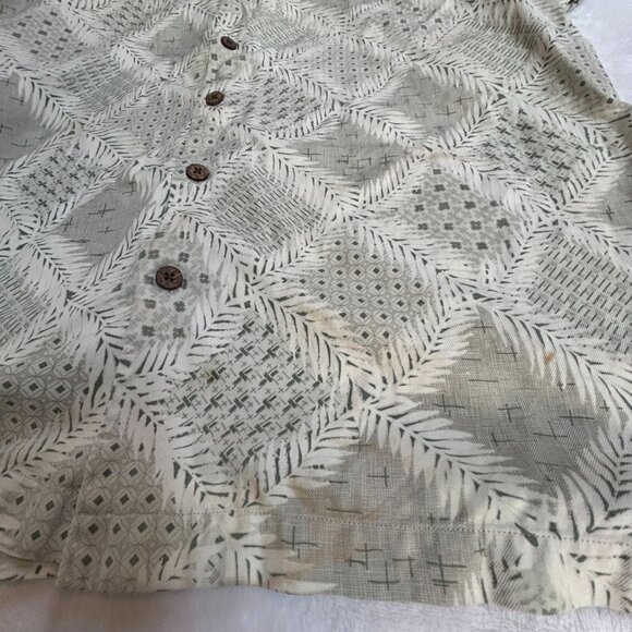 Tommy Bahama Mens Beige Button-Up Shirt 100% Silk Short Sleeve Leaf Print Large - Picture 7 of 11